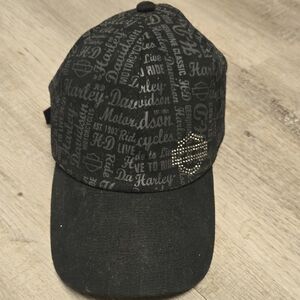 Harley-Davidson Gray Patterned Cap with Rhinestone Logo